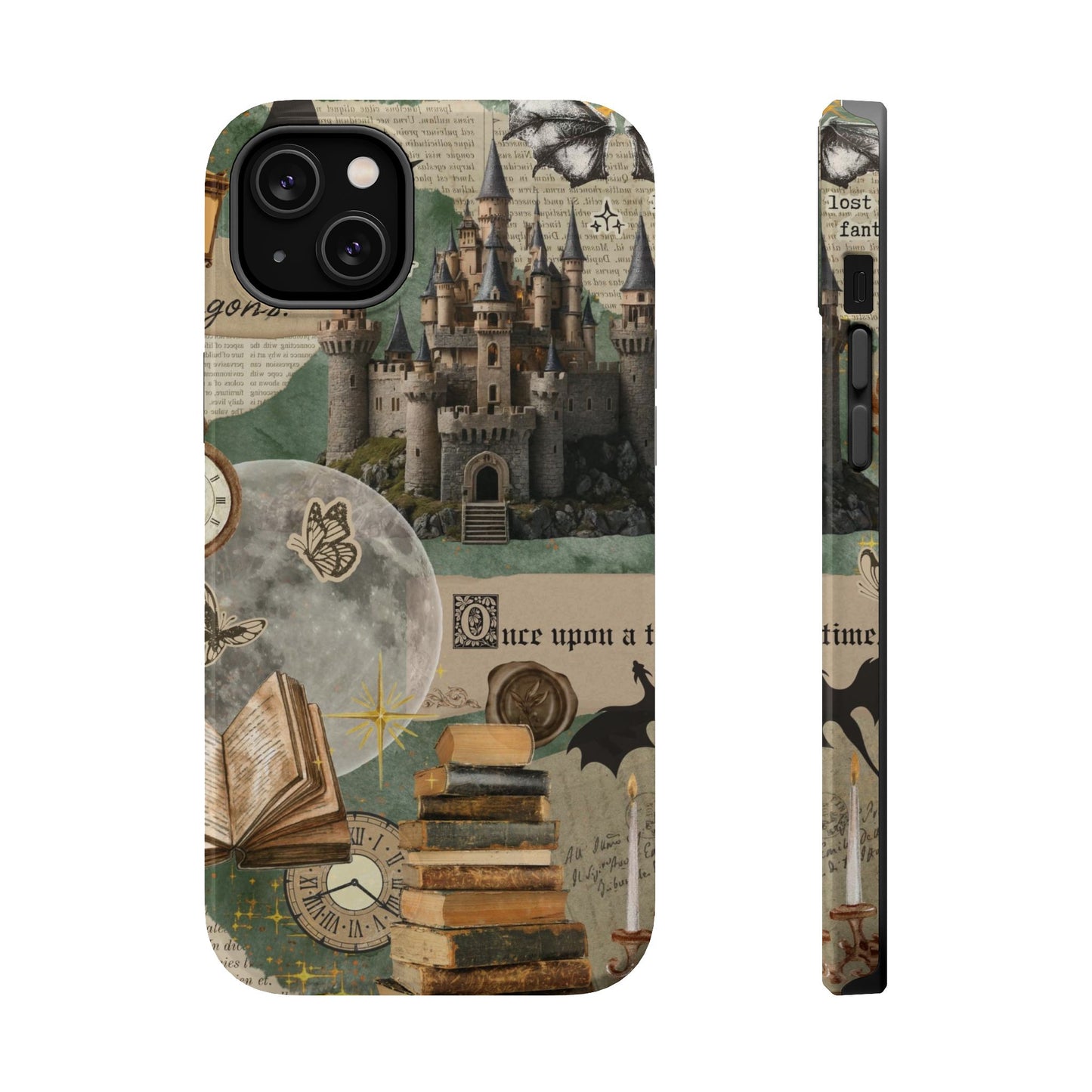Magical Library Phone Case — Magnetic Impact-Resistant Cover with Castle & Books Collage