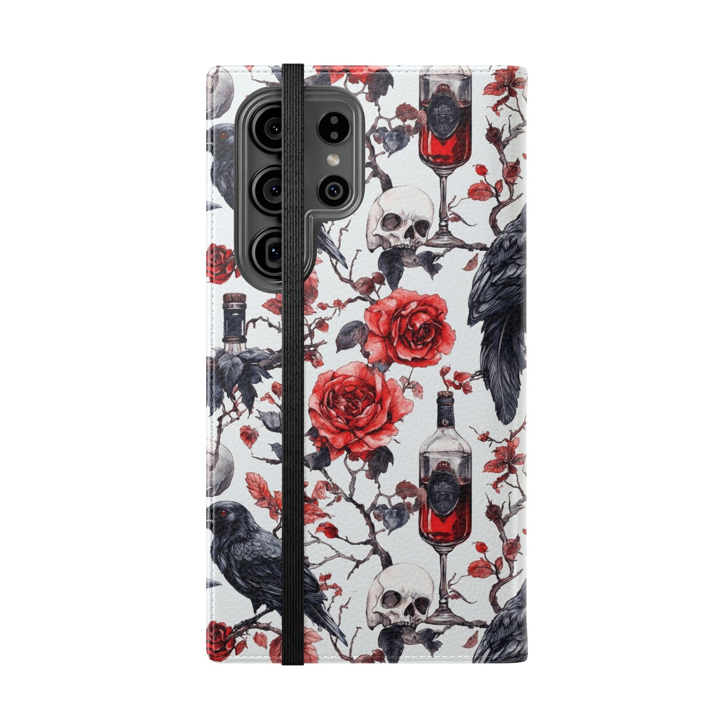 Gothic Raven & Rose Flip Phone Case