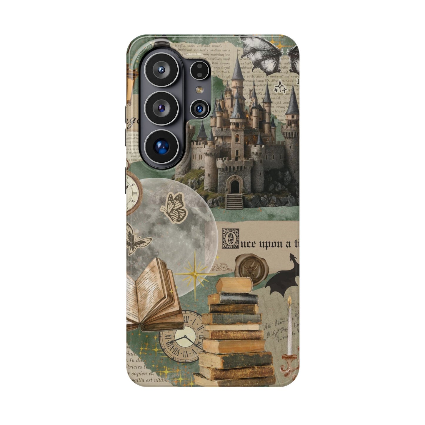 Magical Library Phone Case — Magnetic Impact-Resistant Cover with Castle & Books Collage