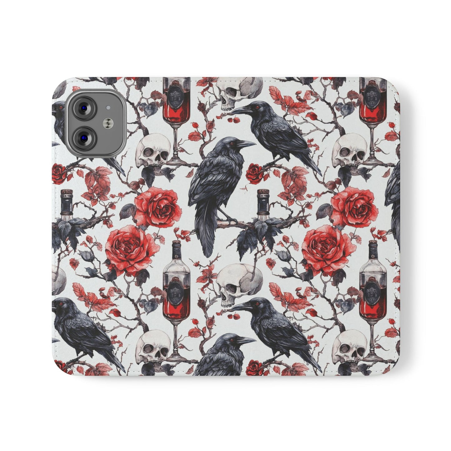 Gothic Raven & Rose Flip Phone Case