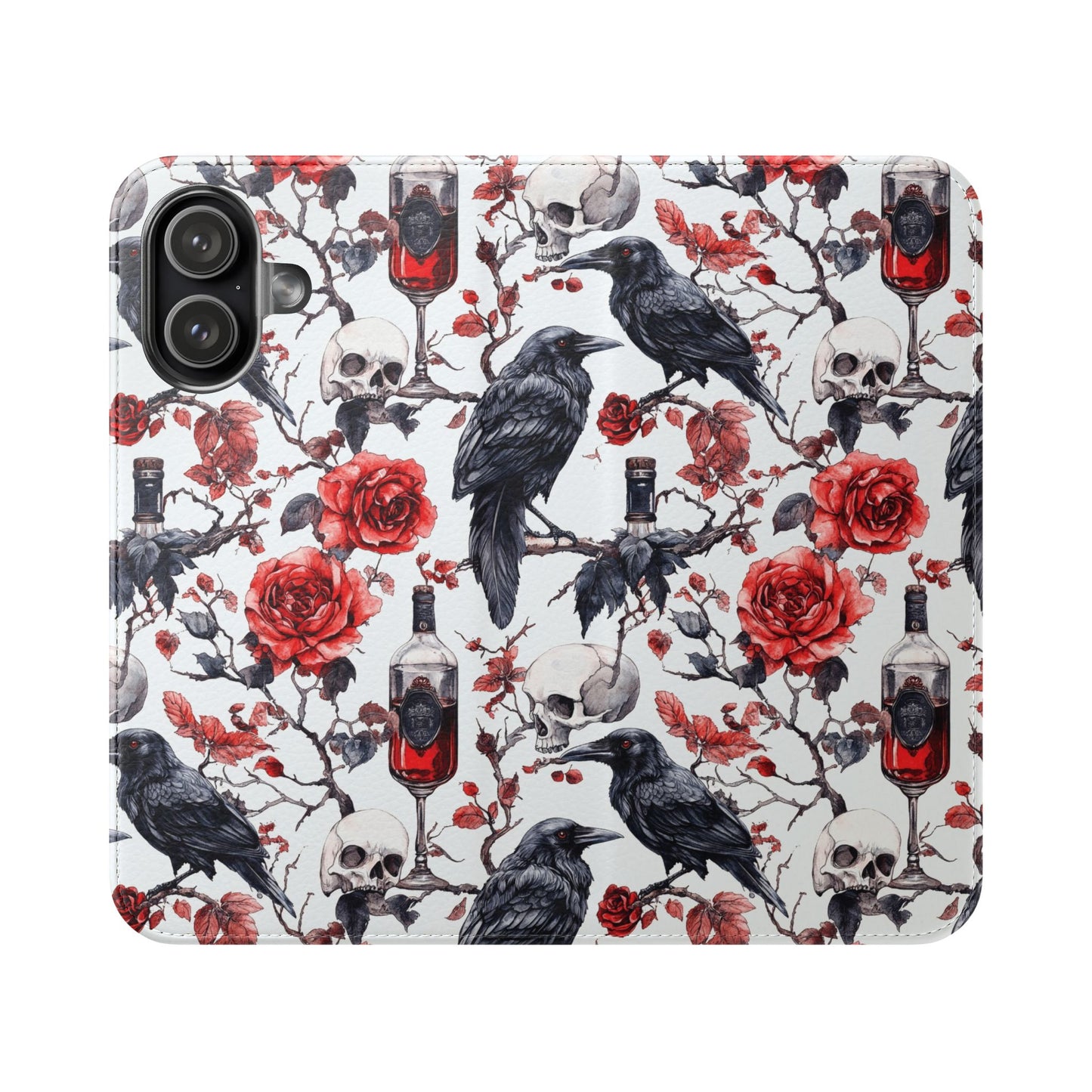 Gothic Raven & Rose Flip Phone Case