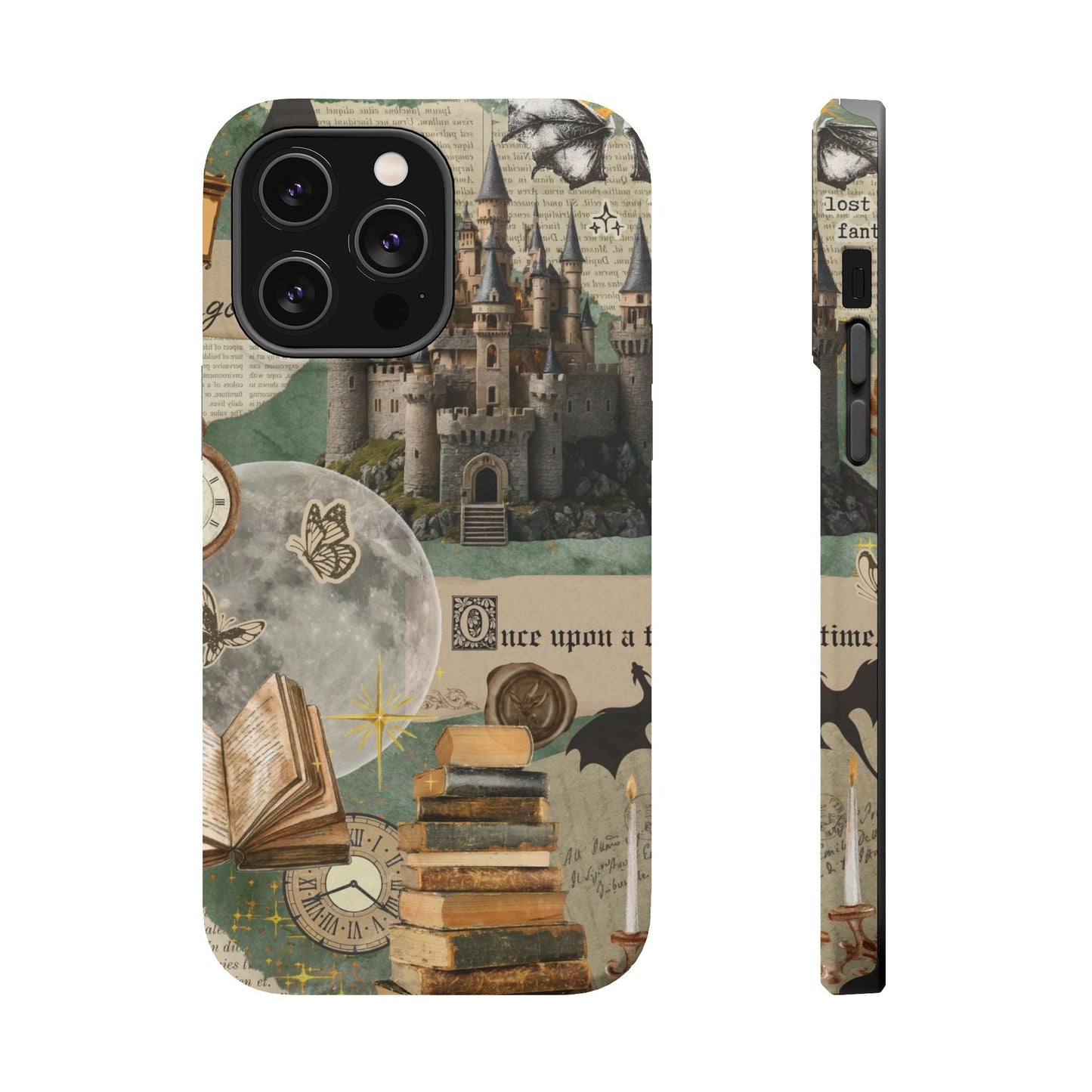 Magical Library Phone Case — Magnetic Impact-Resistant Cover with Castle & Books Collage