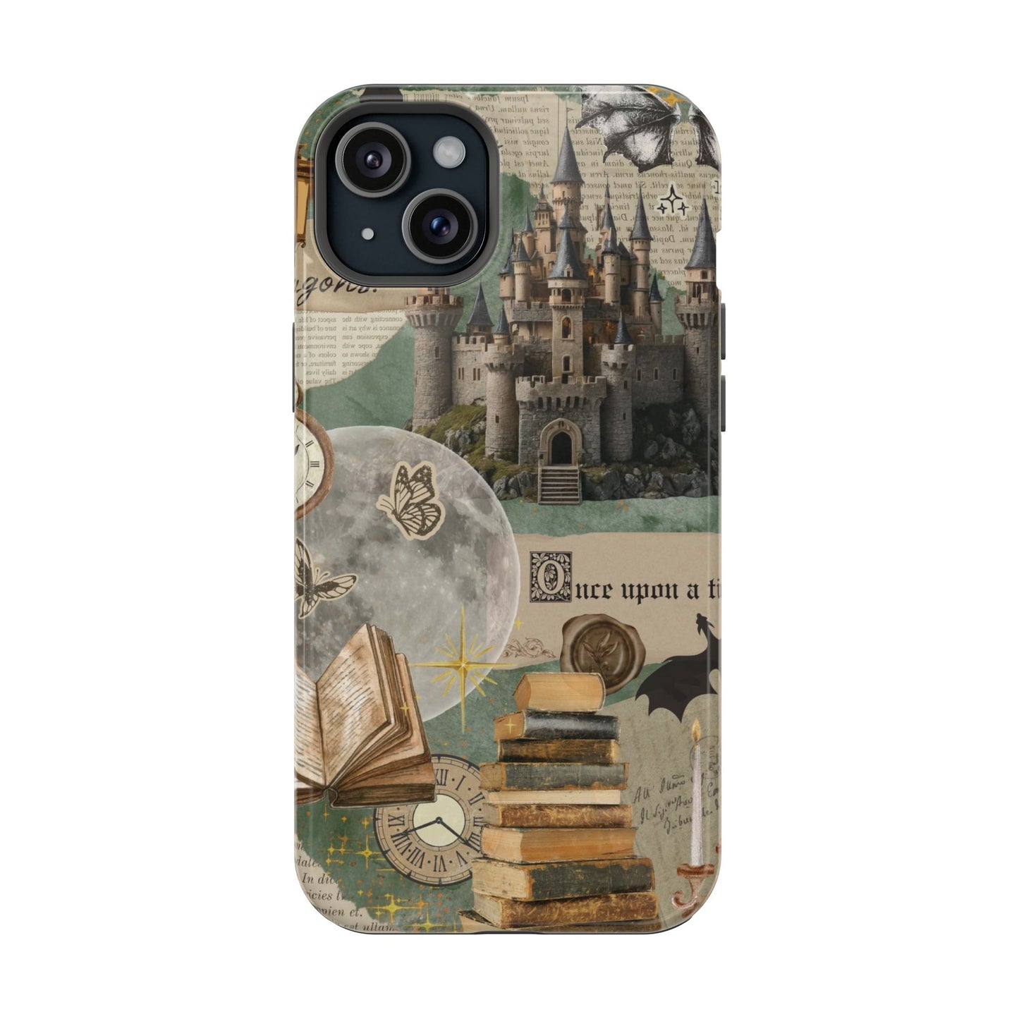 Magical Library Phone Case — Magnetic Impact-Resistant Cover with Castle & Books Collage