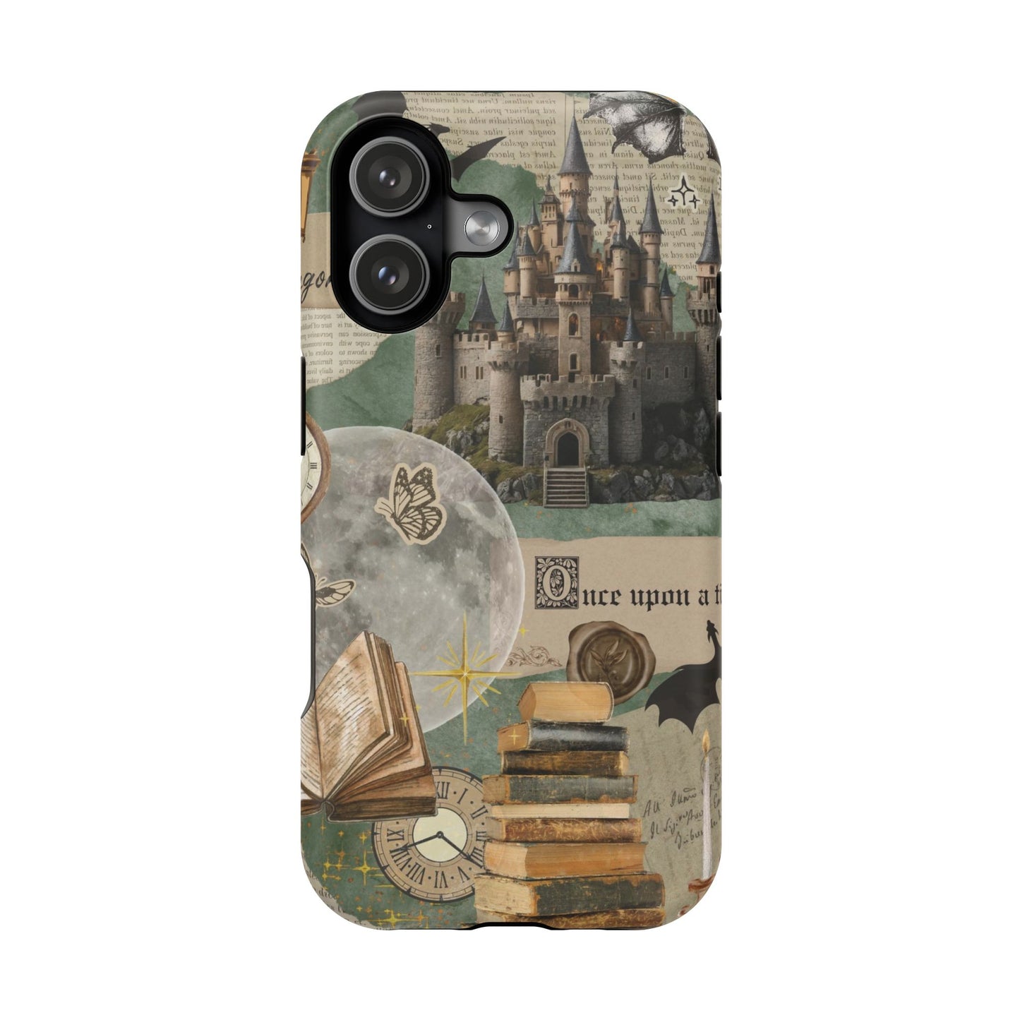 Magical Library Phone Case — Magnetic Impact-Resistant Cover with Castle & Books Collage