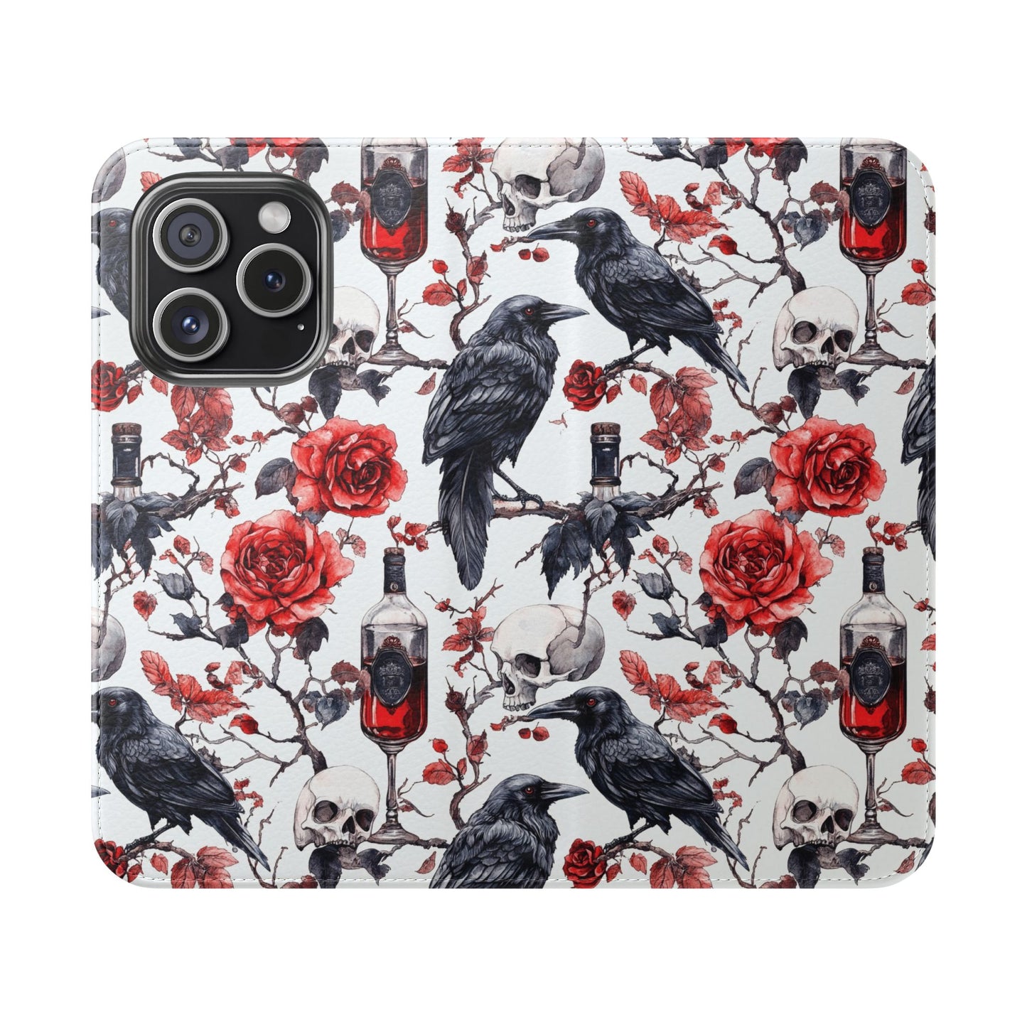 Gothic Raven & Rose Flip Phone Case
