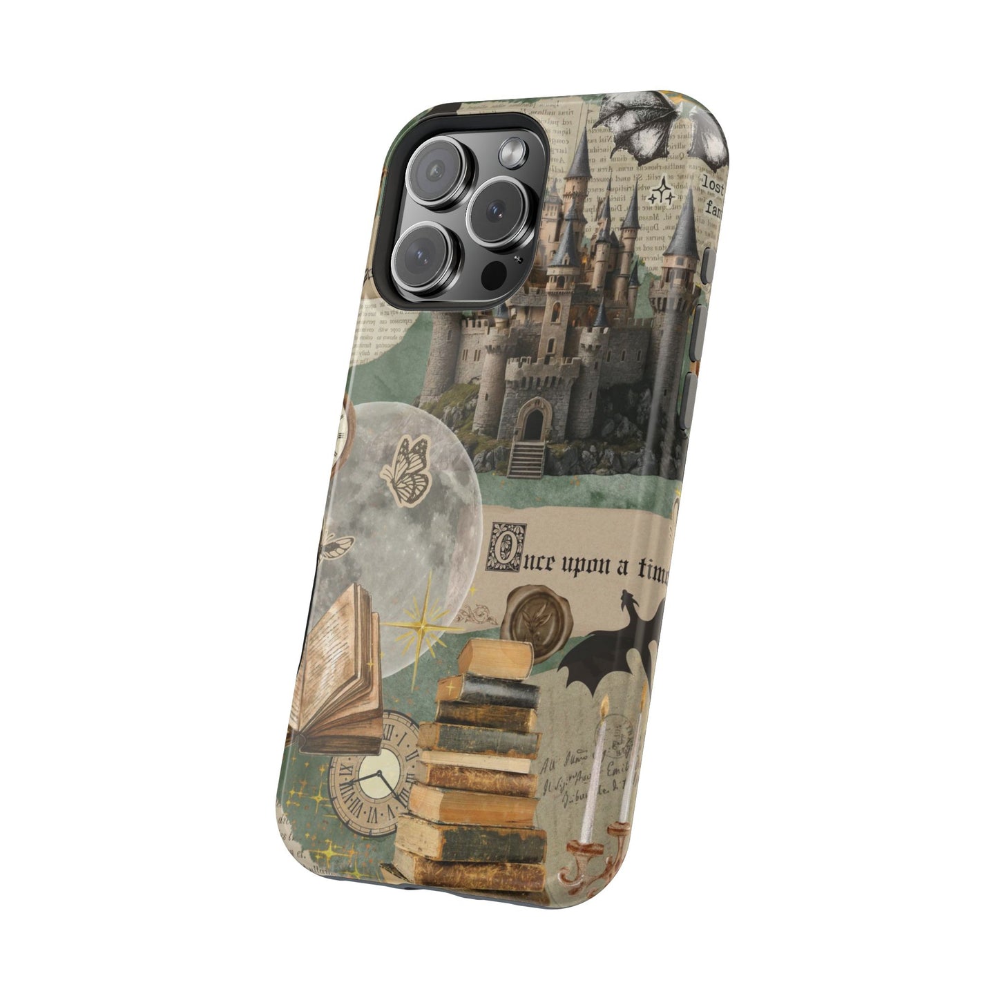 Magical Library Phone Case — Magnetic Impact-Resistant Cover with Castle & Books Collage