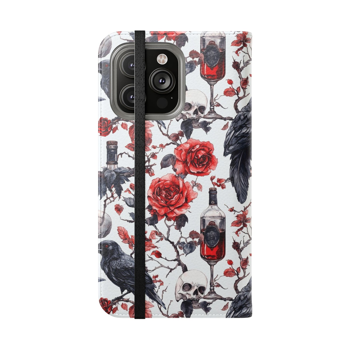 Gothic Raven & Rose Flip Phone Case