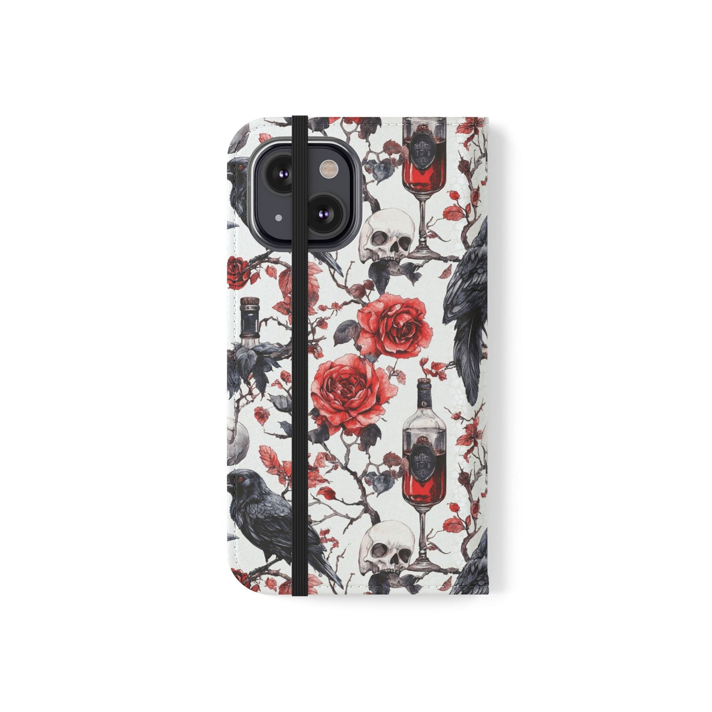 Gothic Raven & Rose Flip Phone Case