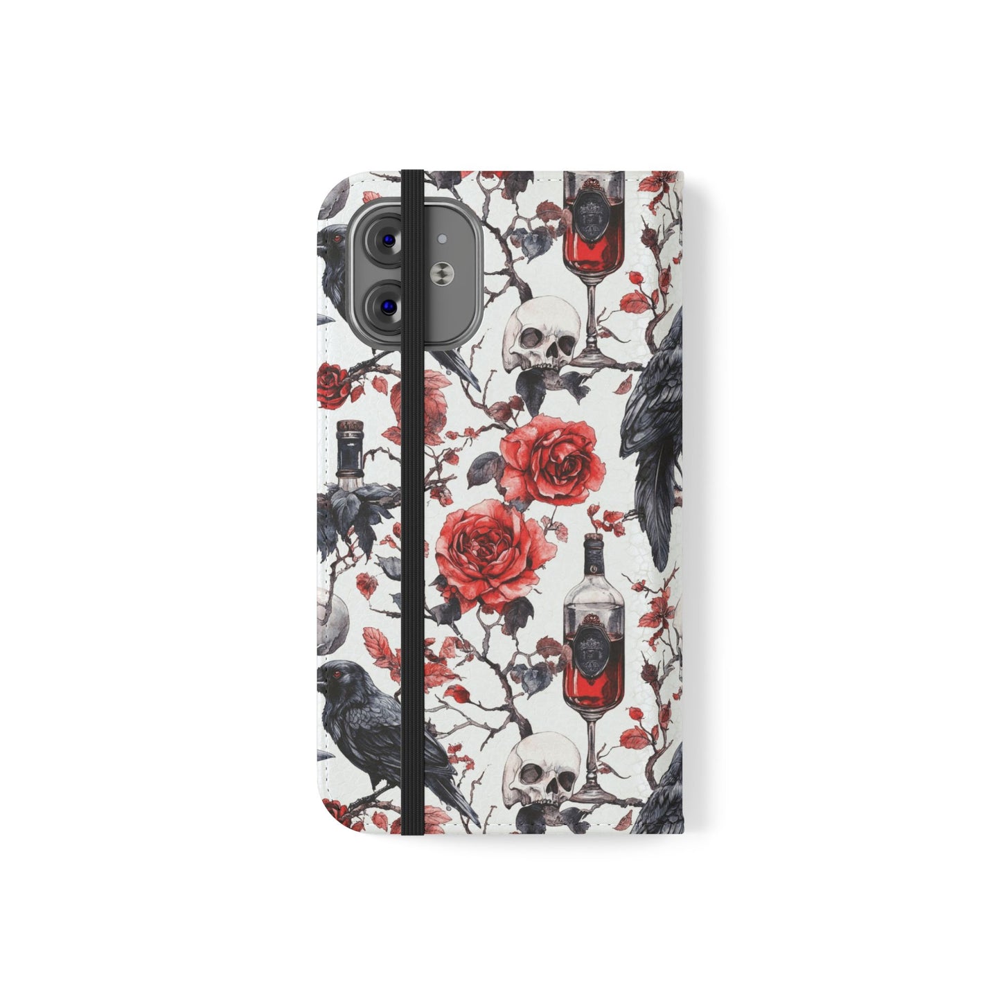 Gothic Raven & Rose Flip Phone Case