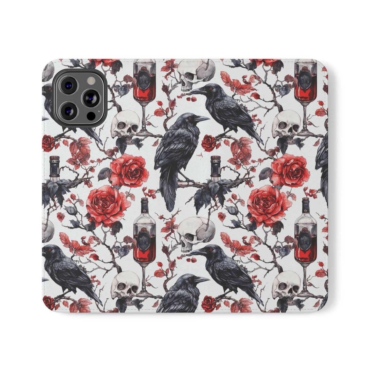 Gothic Raven & Rose Flip Phone Case
