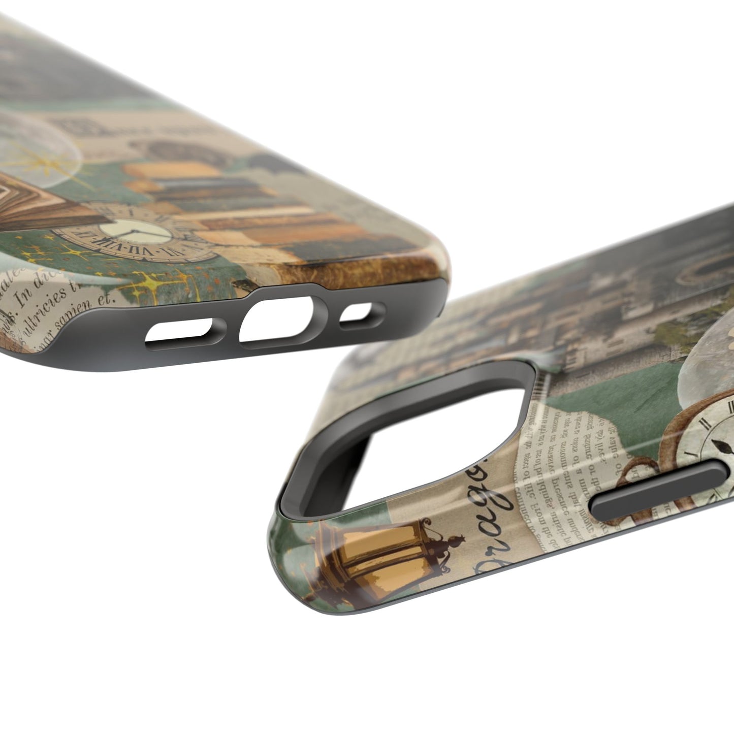 Magical Library Phone Case — Magnetic Impact-Resistant Cover with Castle & Books Collage