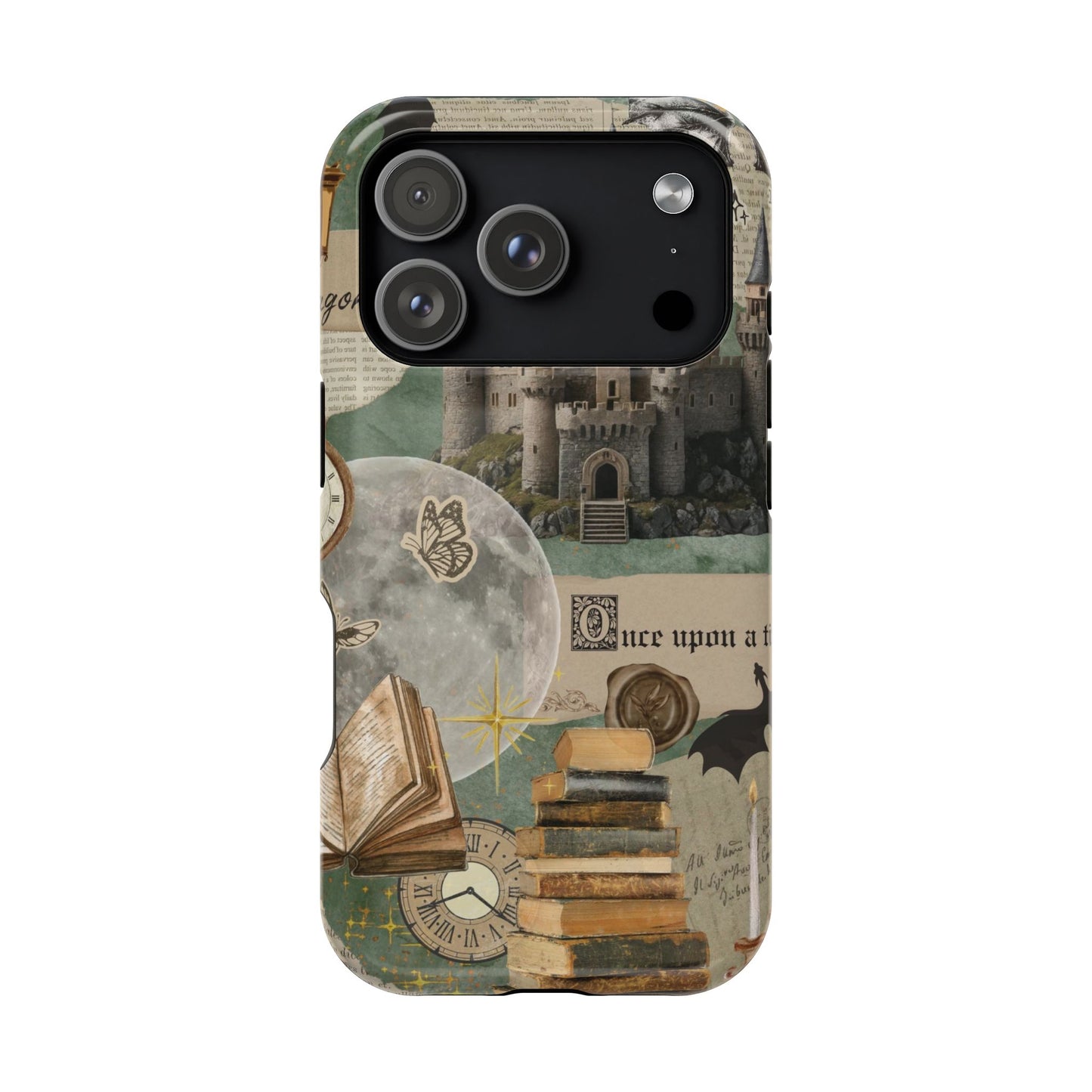 Magical Library Phone Case — Magnetic Impact-Resistant Cover with Castle & Books Collage