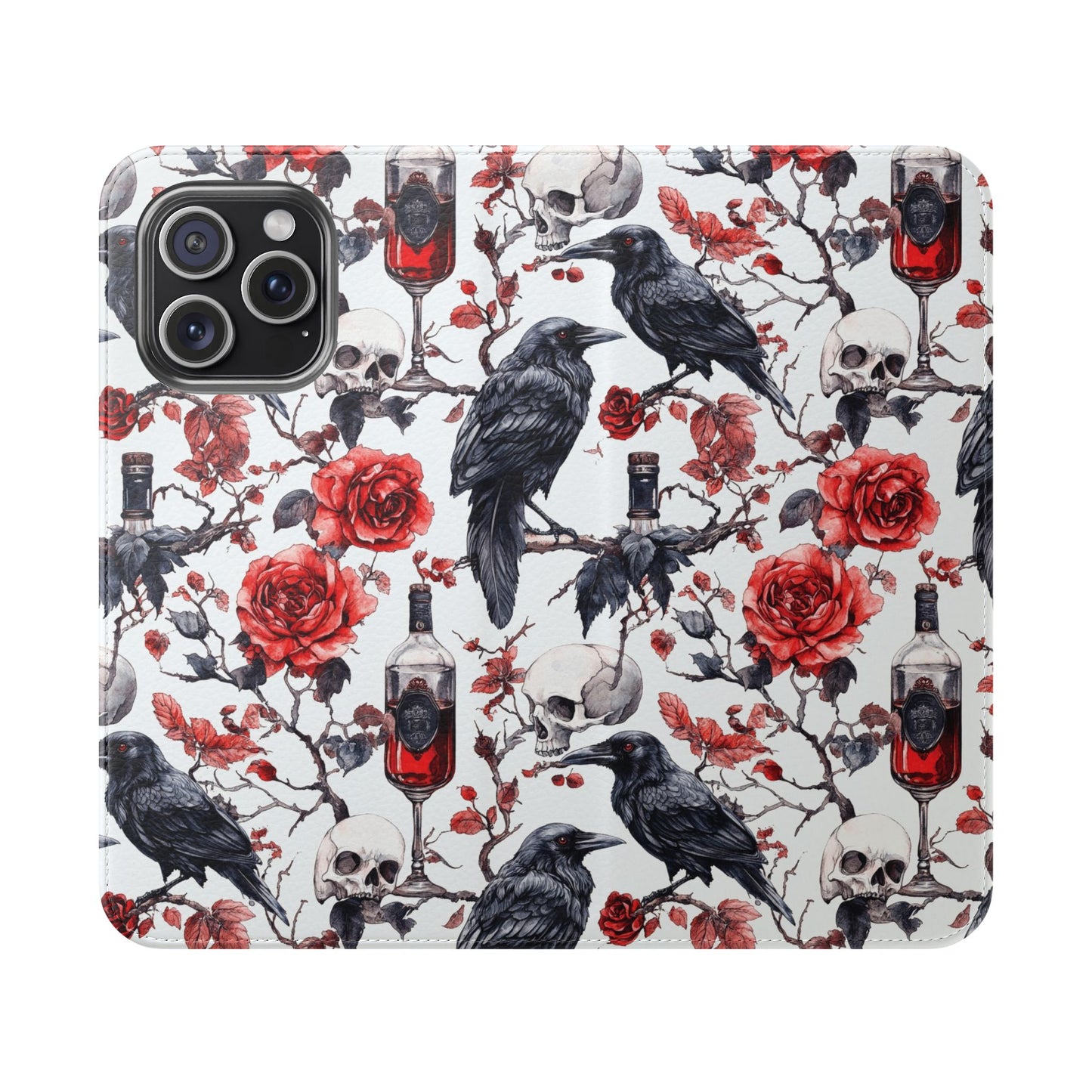 Gothic Raven & Rose Flip Phone Case