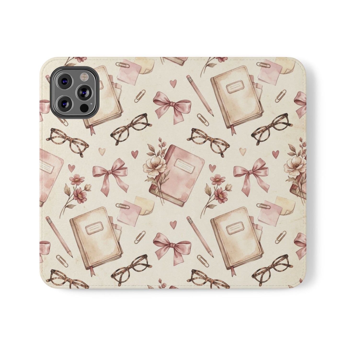 Vintage Tea & Books Flip Phone Case