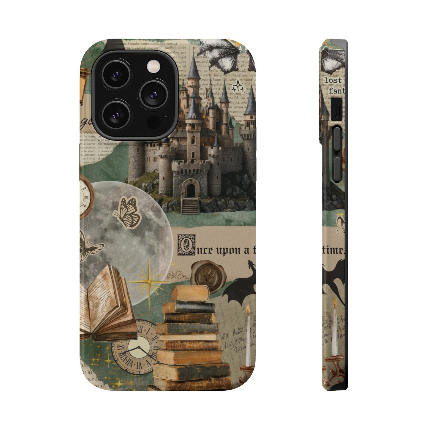 Magical Library Phone Case — Magnetic Impact-Resistant Cover with Castle & Books Collage