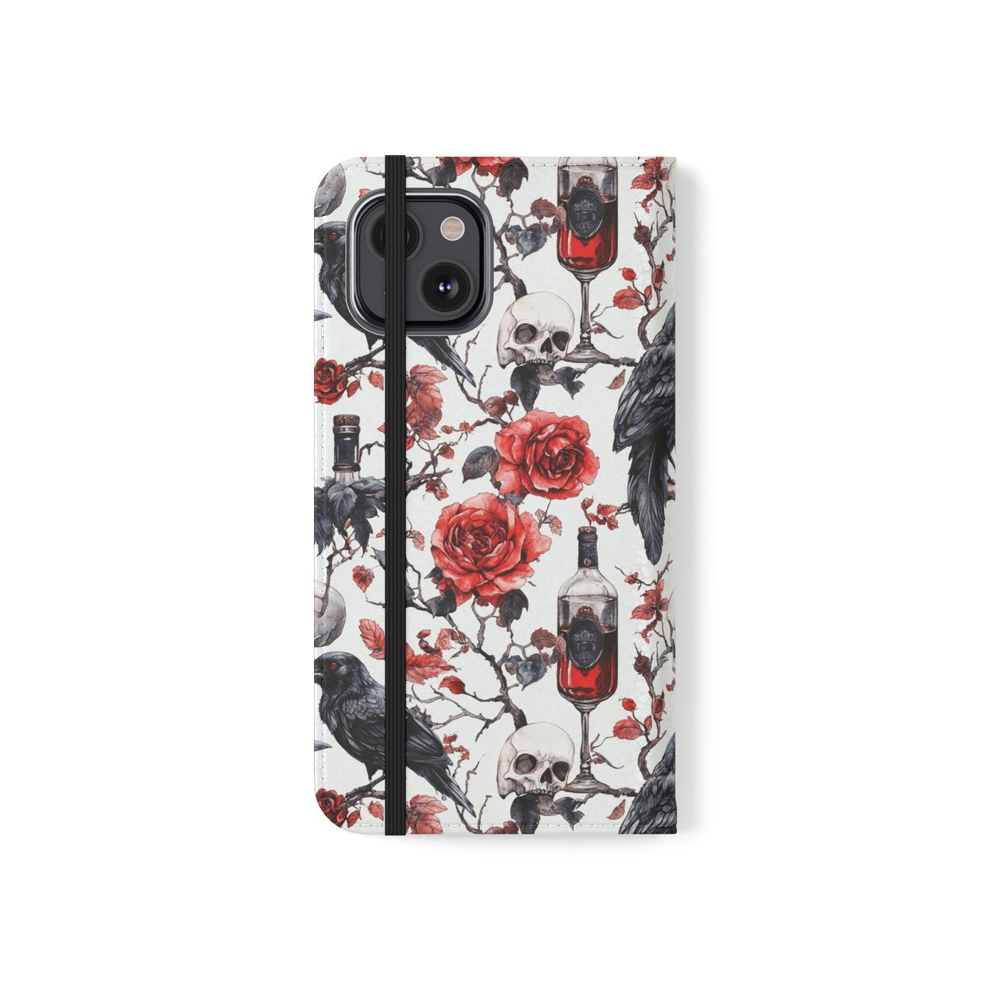 Gothic Raven & Rose Flip Phone Case