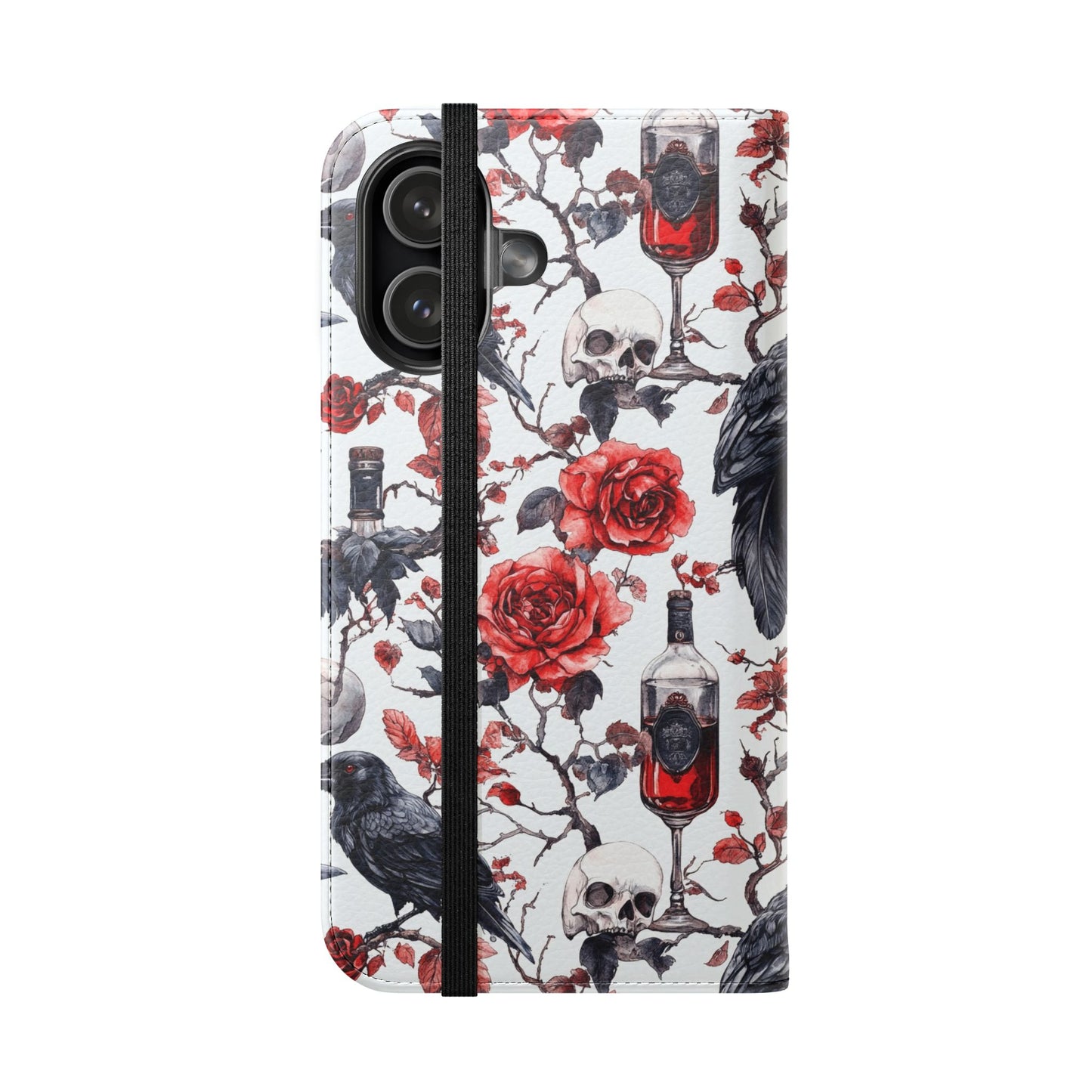 Gothic Raven & Rose Flip Phone Case