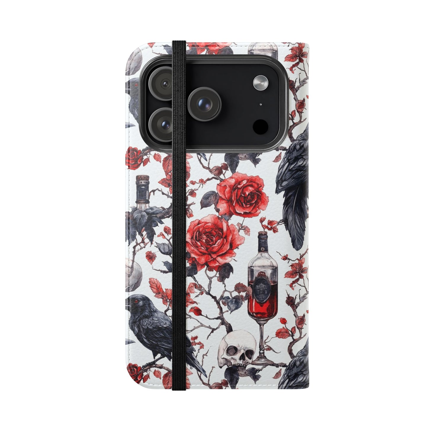 Gothic Raven & Rose Flip Phone Case