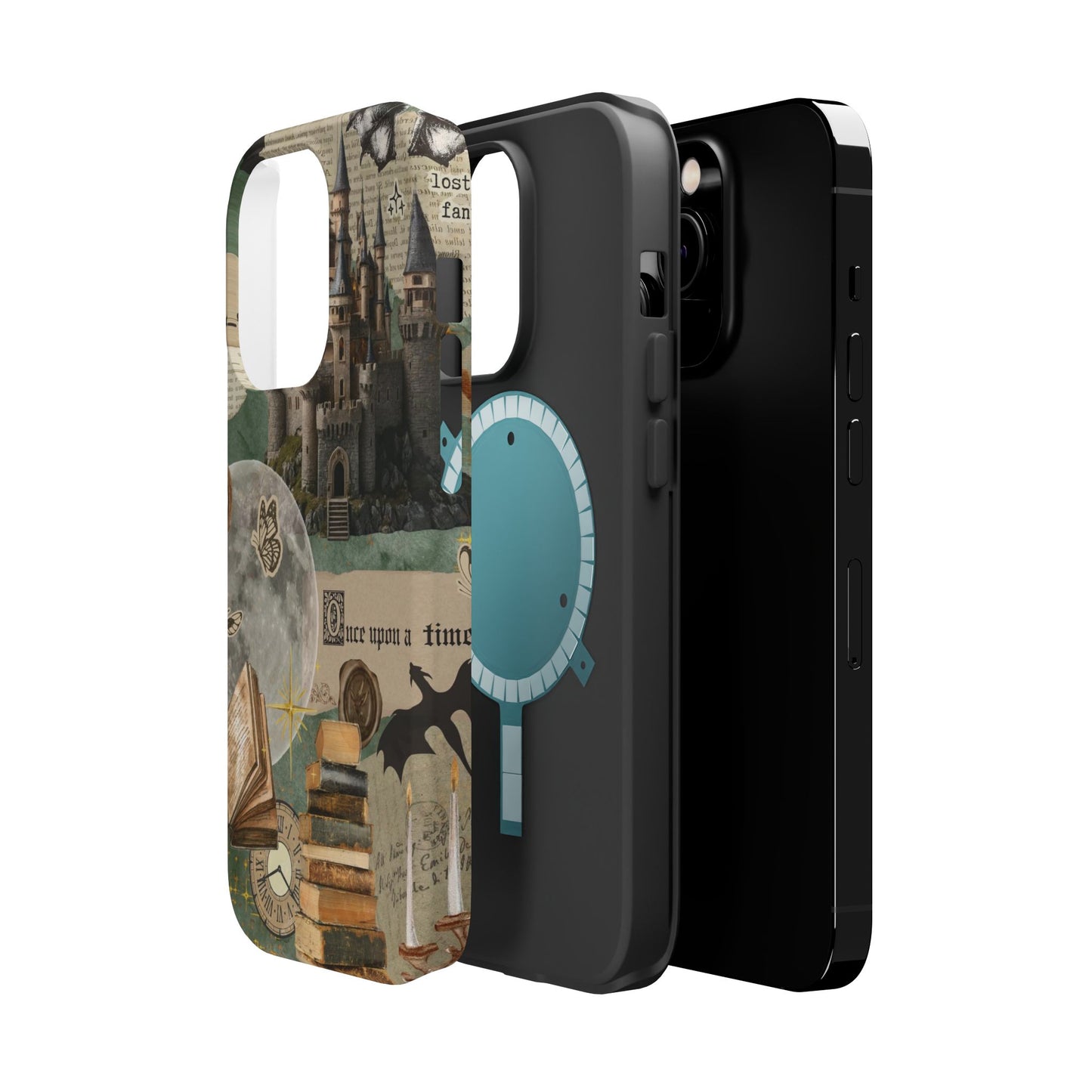 Magical Library Phone Case — Magnetic Impact-Resistant Cover with Castle & Books Collage