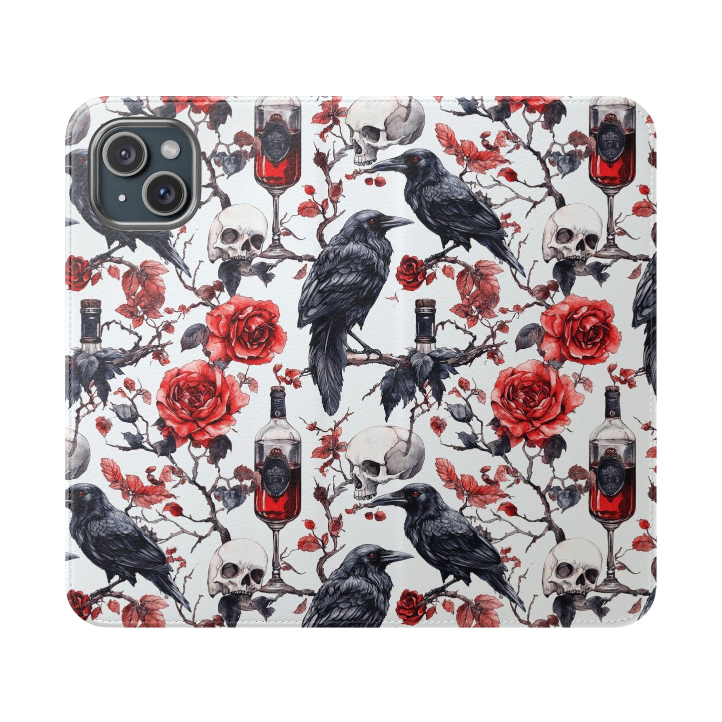 Gothic Raven & Rose Flip Phone Case