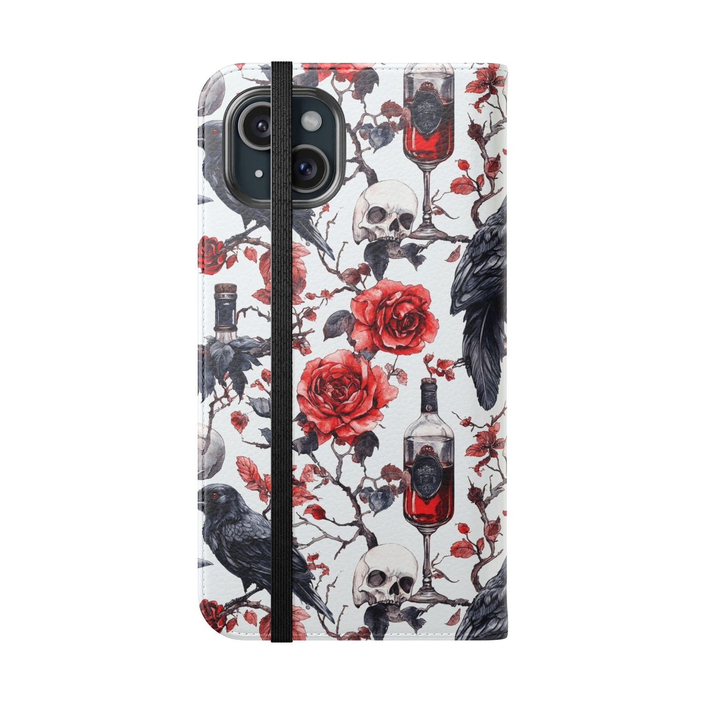 Gothic Raven & Rose Flip Phone Case