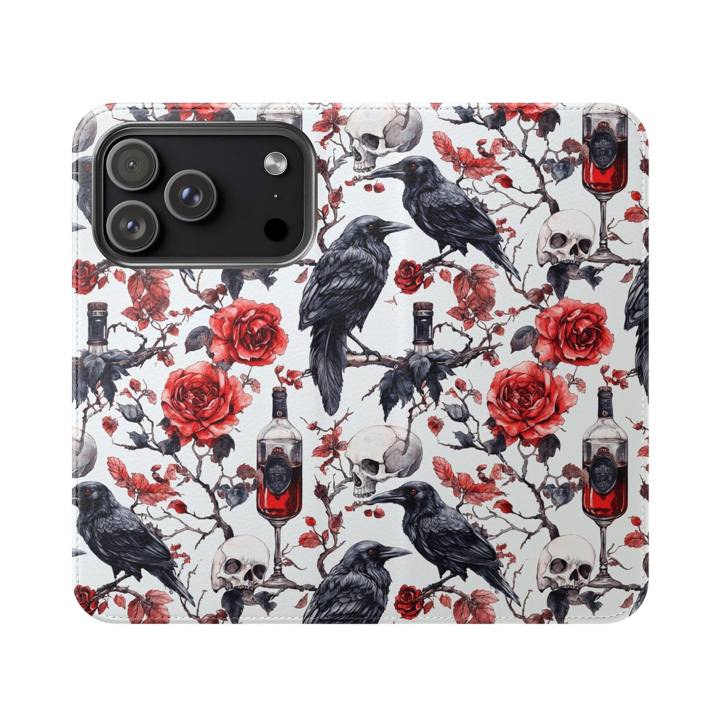 Gothic Raven & Rose Flip Phone Case