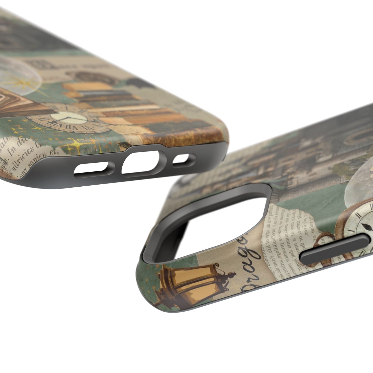 Magical Library Phone Case — Magnetic Impact-Resistant Cover with Castle & Books Collage