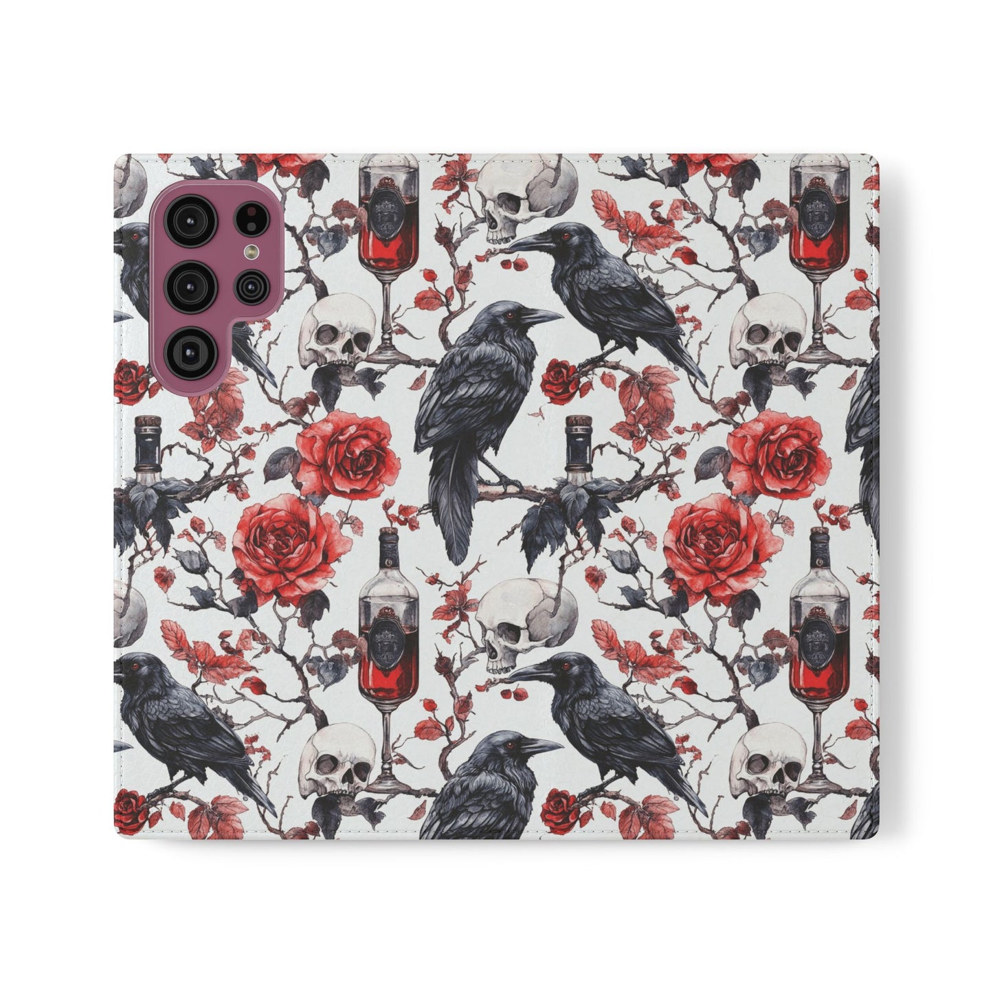 Gothic Raven & Rose Flip Phone Case