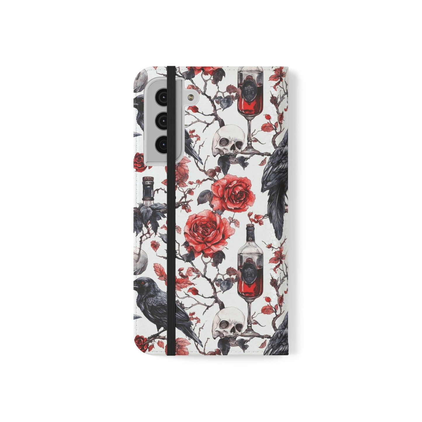 Gothic Raven & Rose Flip Phone Case