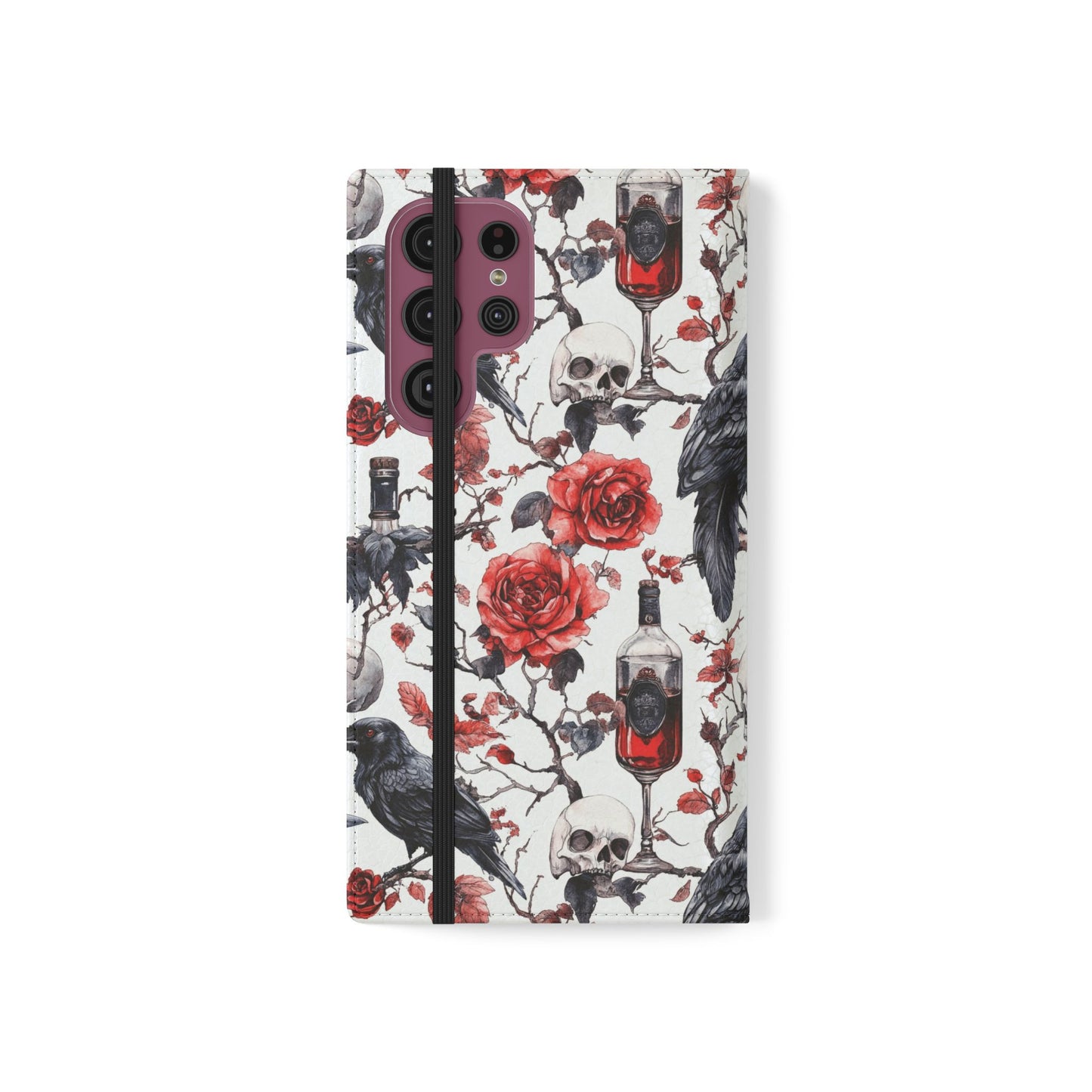 Gothic Raven & Rose Flip Phone Case