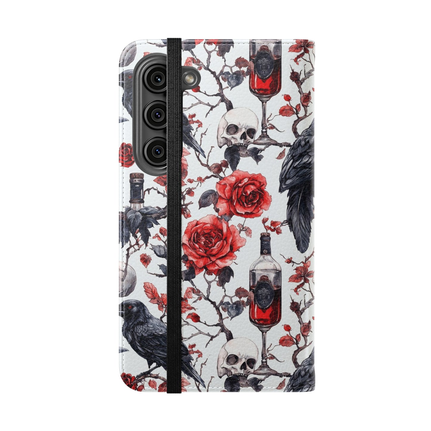 Gothic Raven & Rose Flip Phone Case