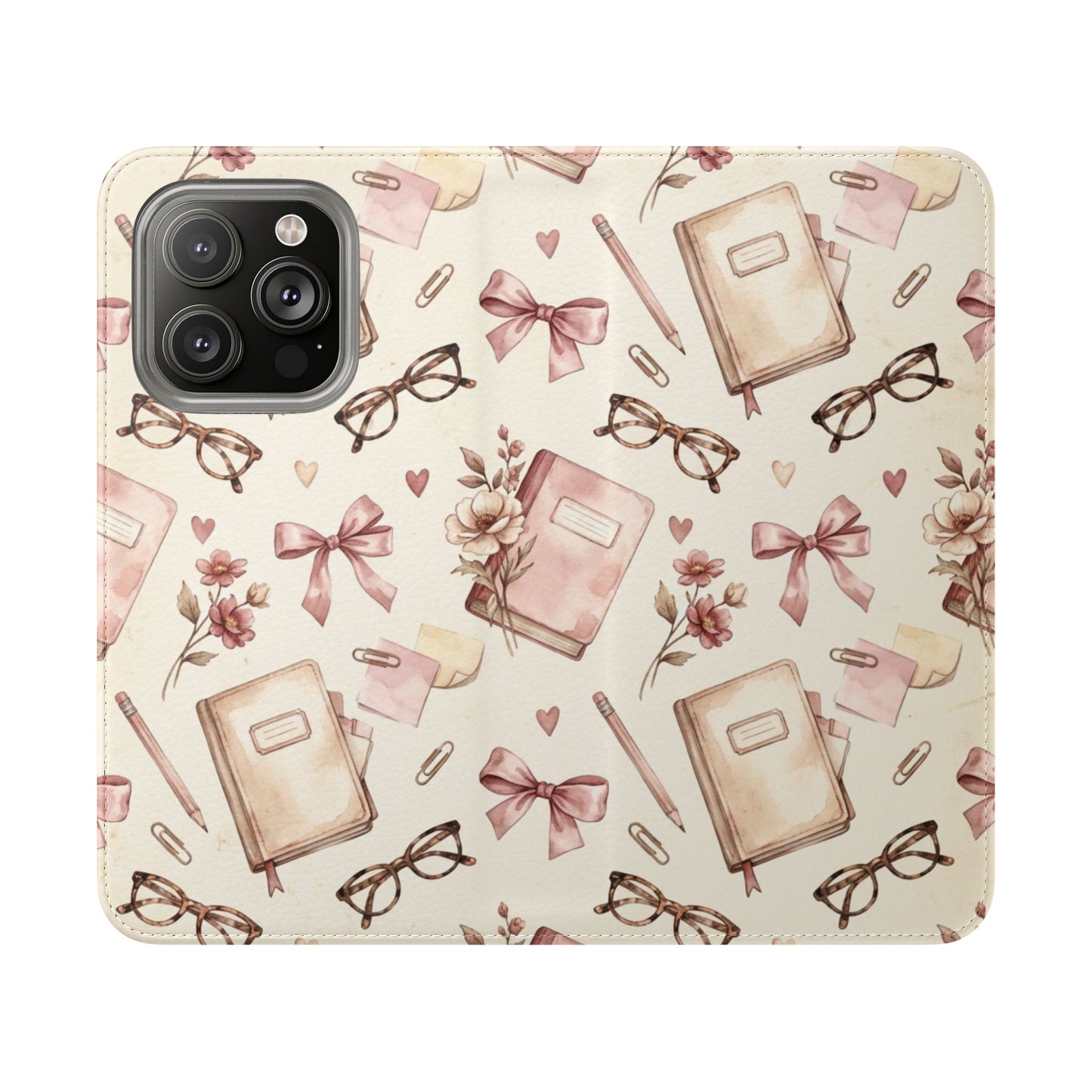 Vintage Tea & Books Flip Phone Case
