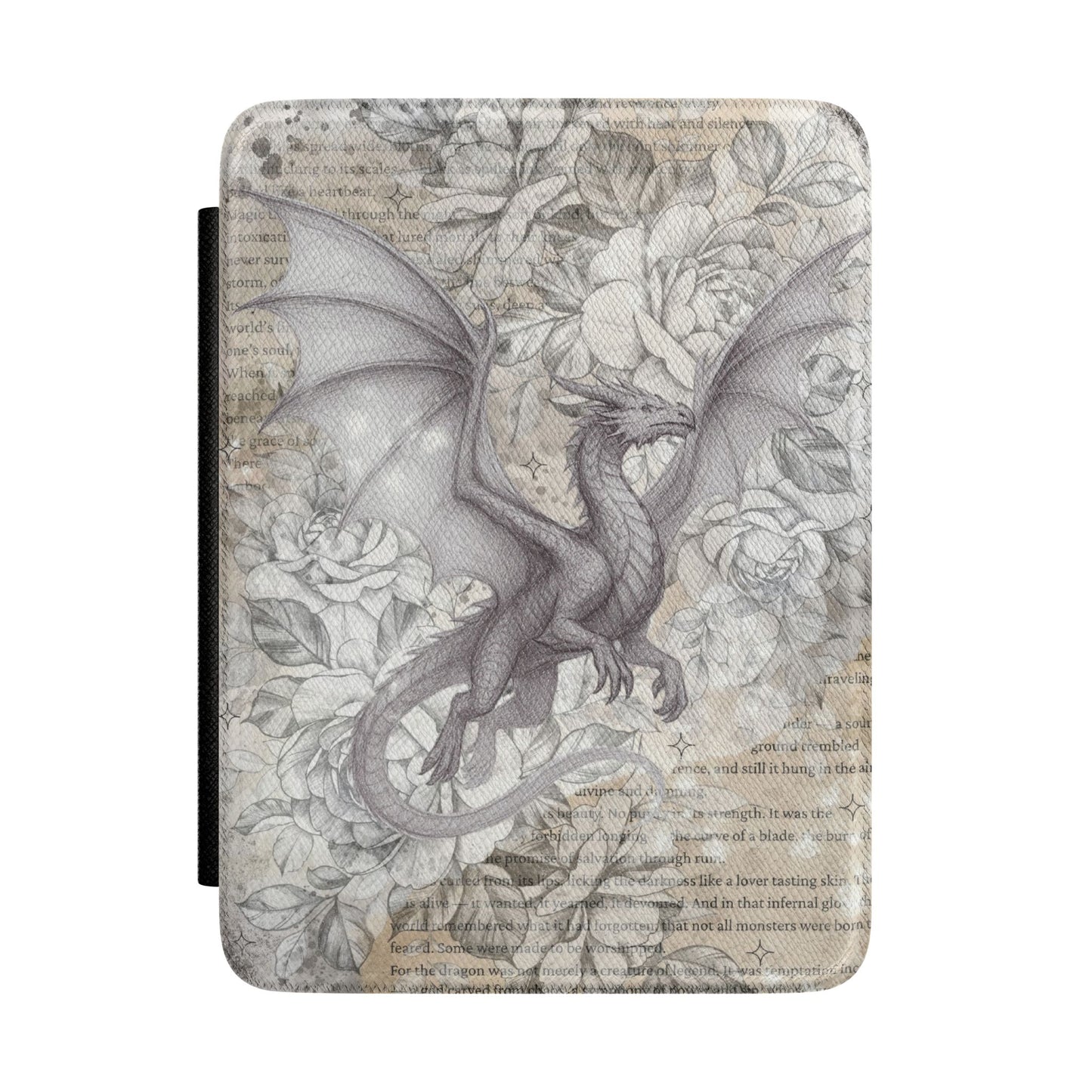 Dragon Floral Kindle Case — Vintage Fantasy E-Reader Cover