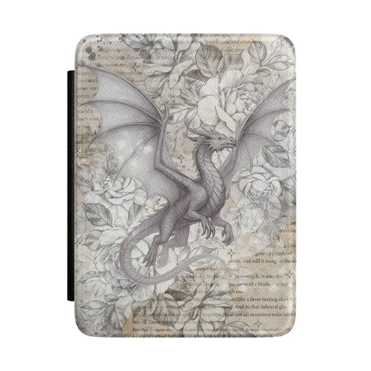 Dragon Floral Kindle Case — Vintage Fantasy E-Reader Cover