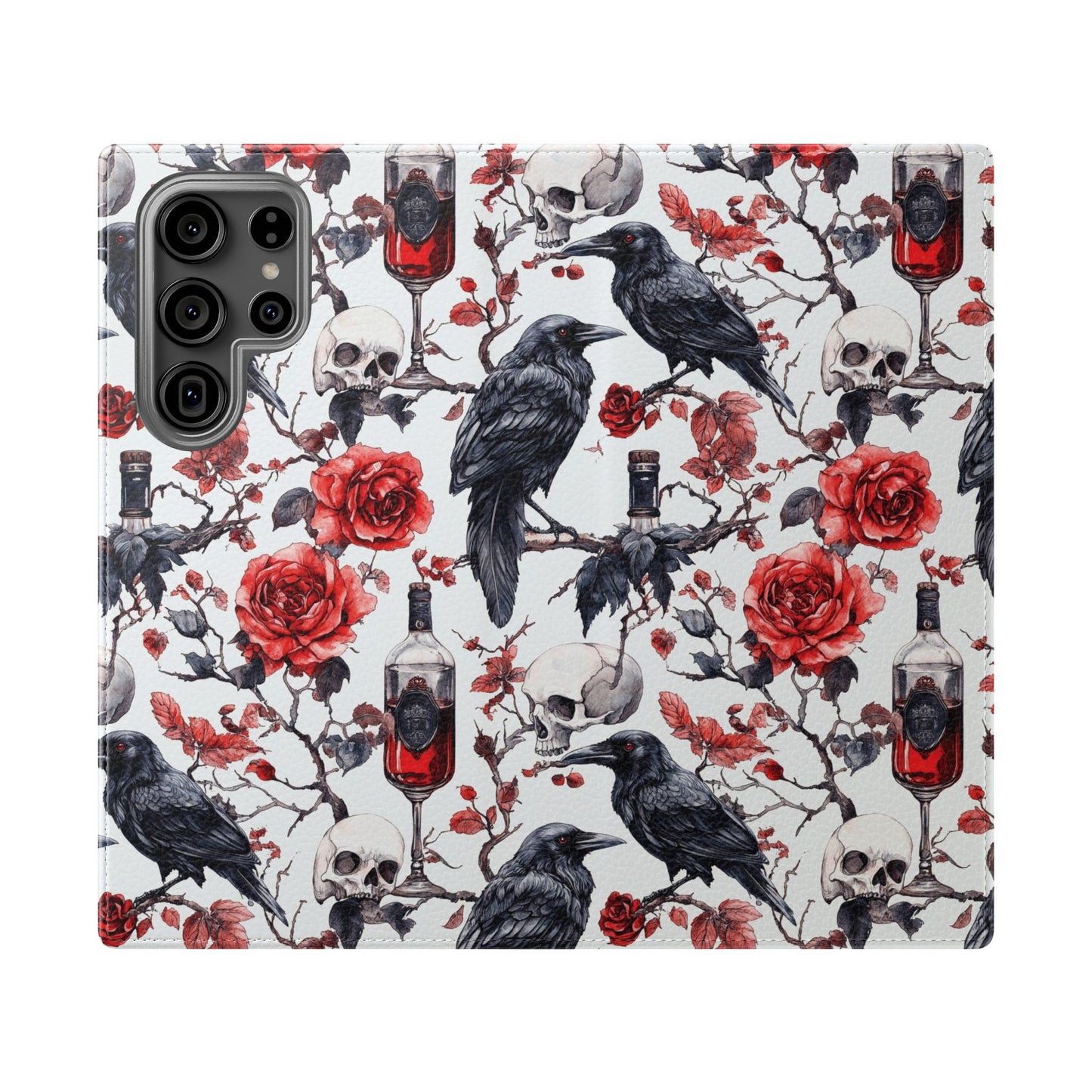Gothic Raven & Rose Flip Phone Case