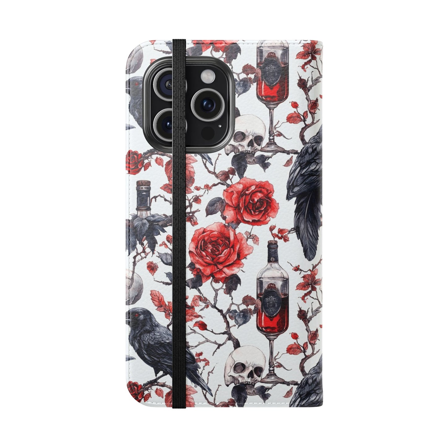 Gothic Raven & Rose Flip Phone Case