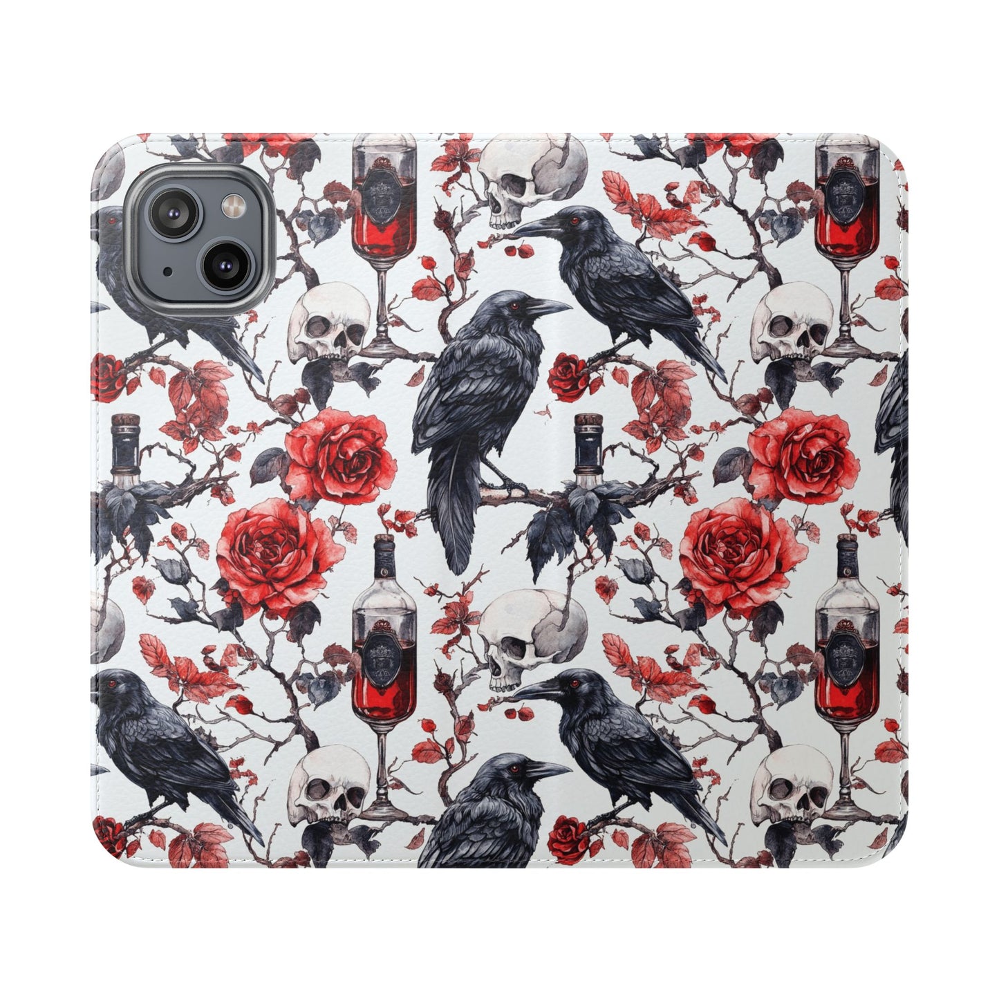 Gothic Raven & Rose Flip Phone Case