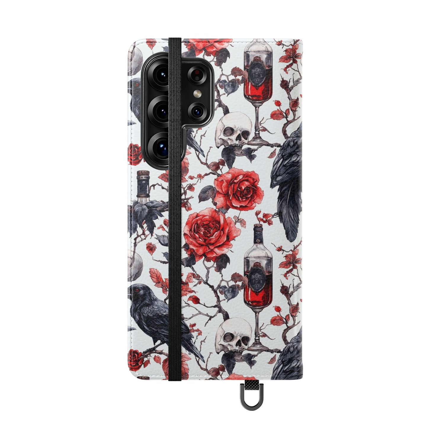 Gothic Raven & Rose Flip Phone Case