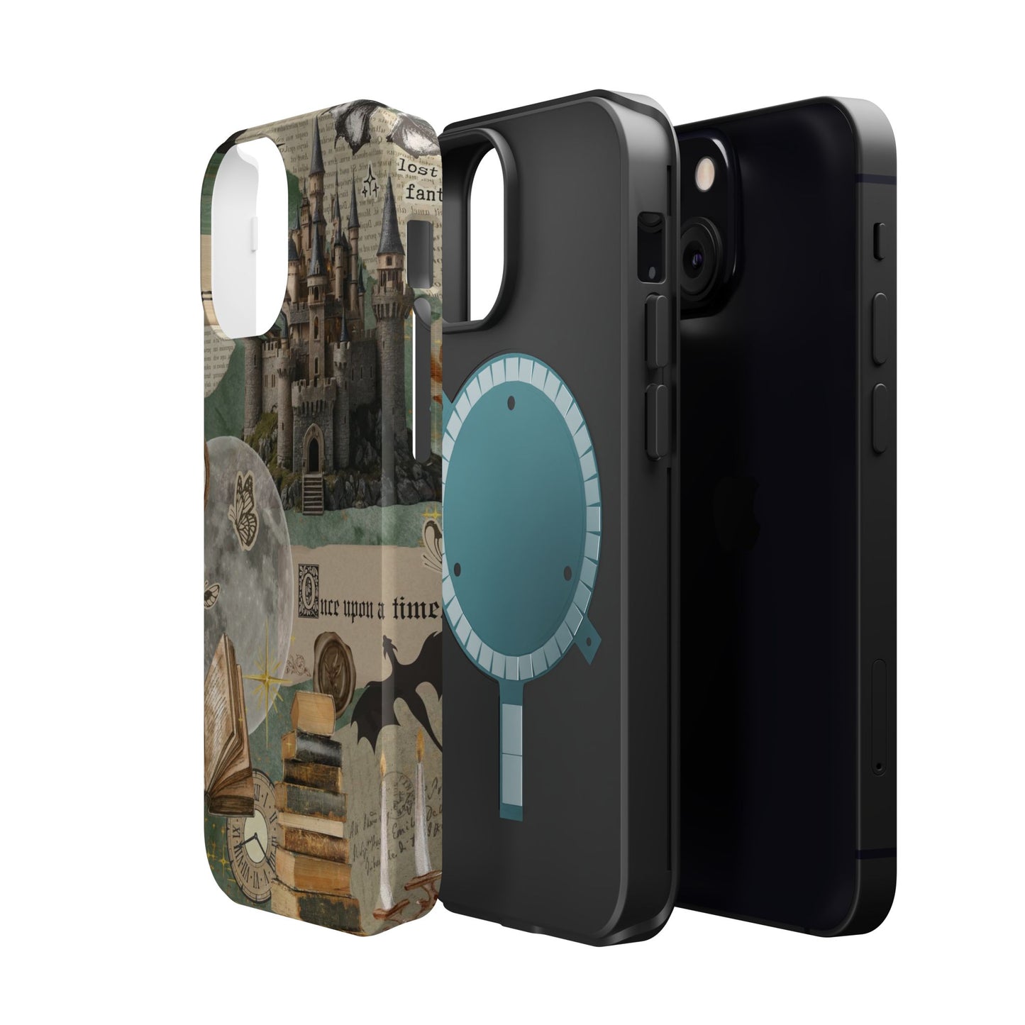 Magical Library Phone Case — Magnetic Impact-Resistant Cover with Castle & Books Collage