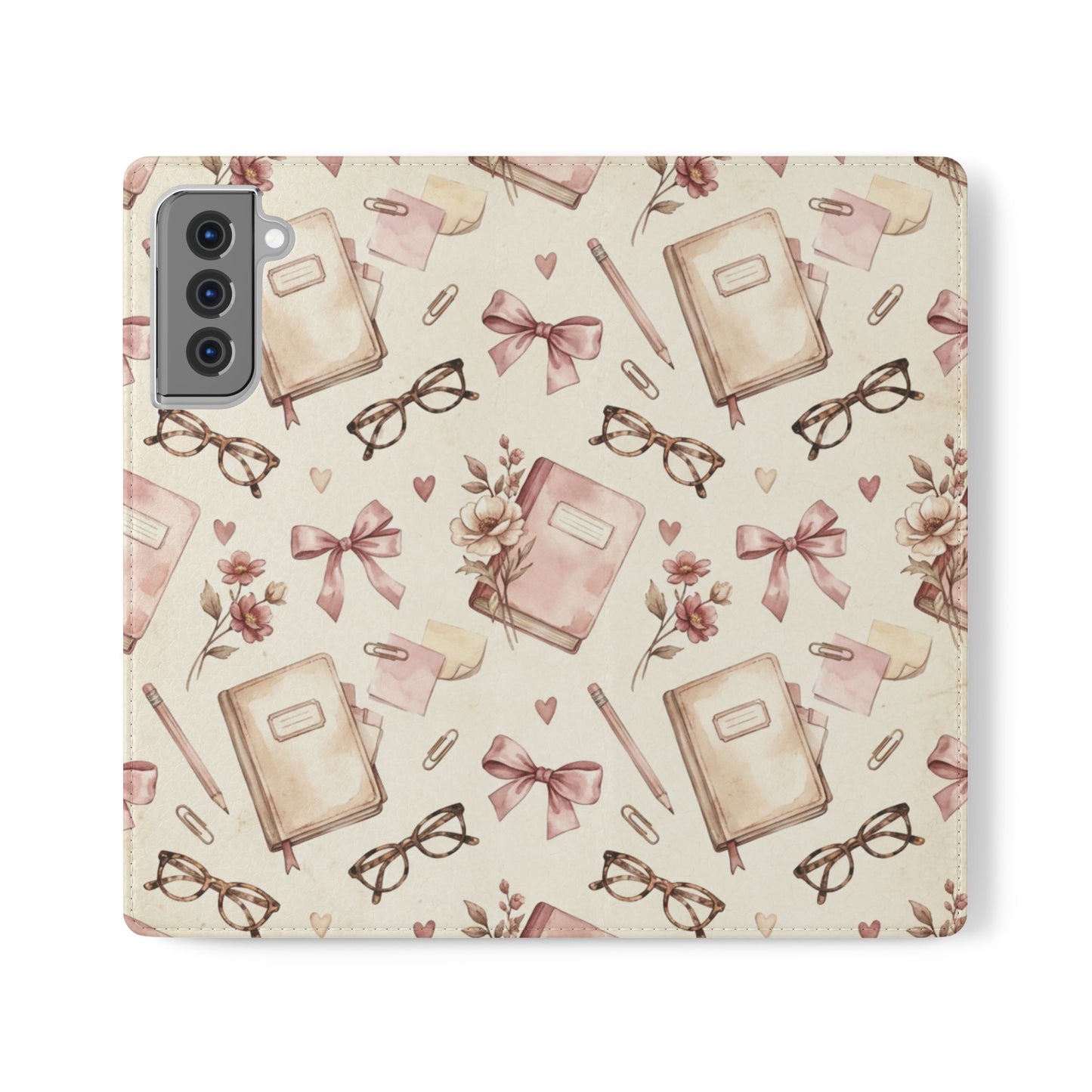 Vintage Tea & Books Flip Phone Case