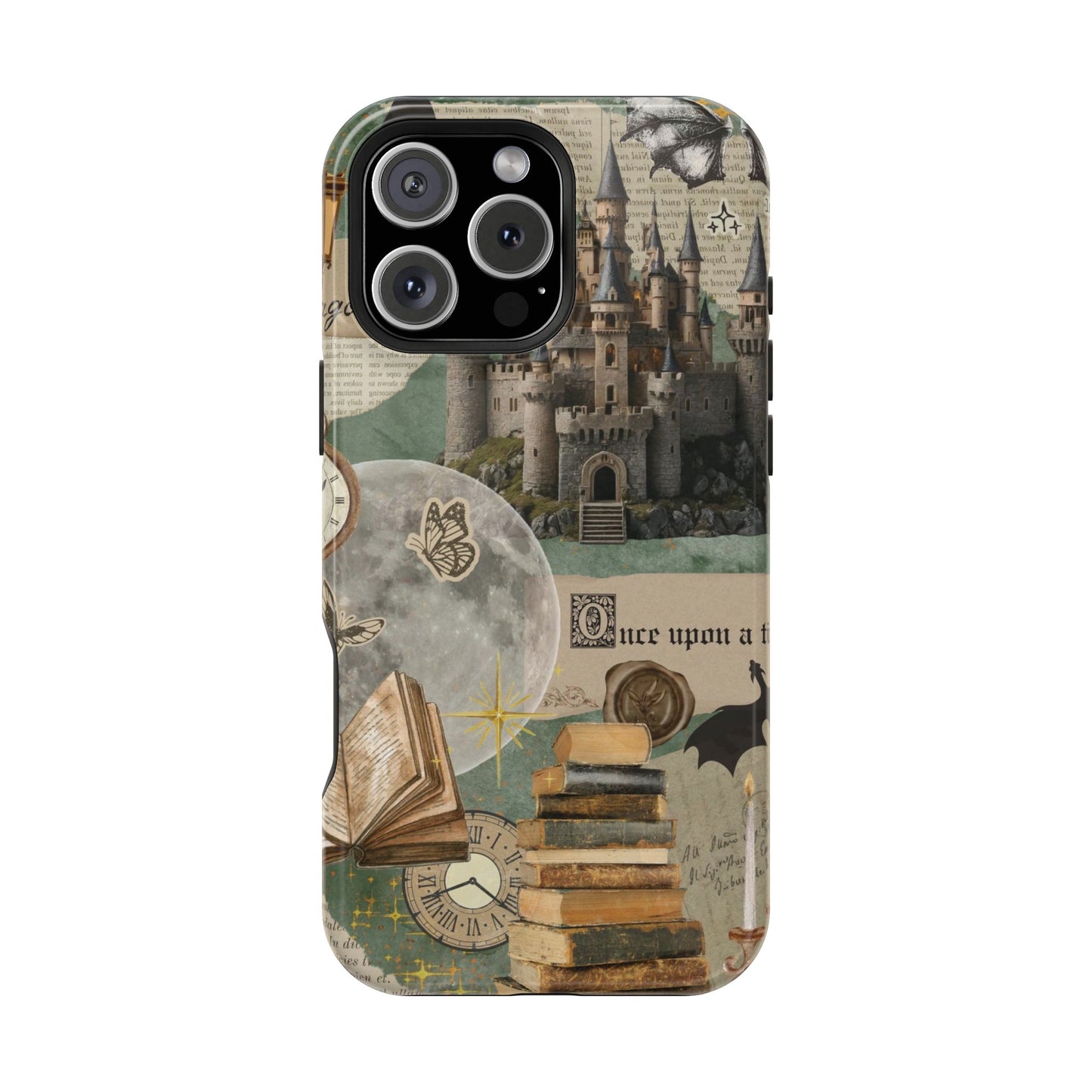 Magical Library Phone Case — Magnetic Impact-Resistant Cover with Castle & Books Collage