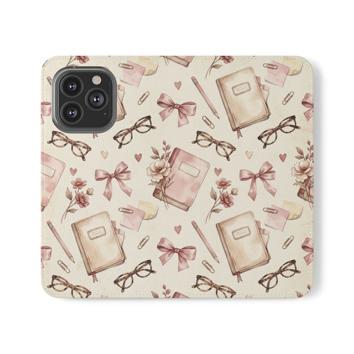 Vintage Tea & Books Flip Phone Case