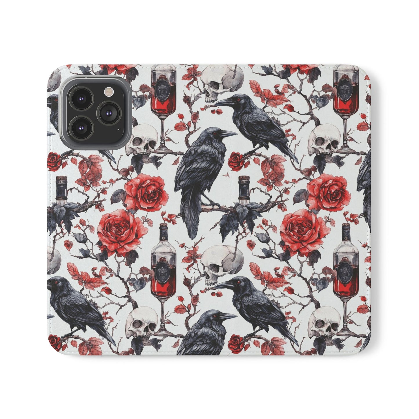 Gothic Raven & Rose Flip Phone Case