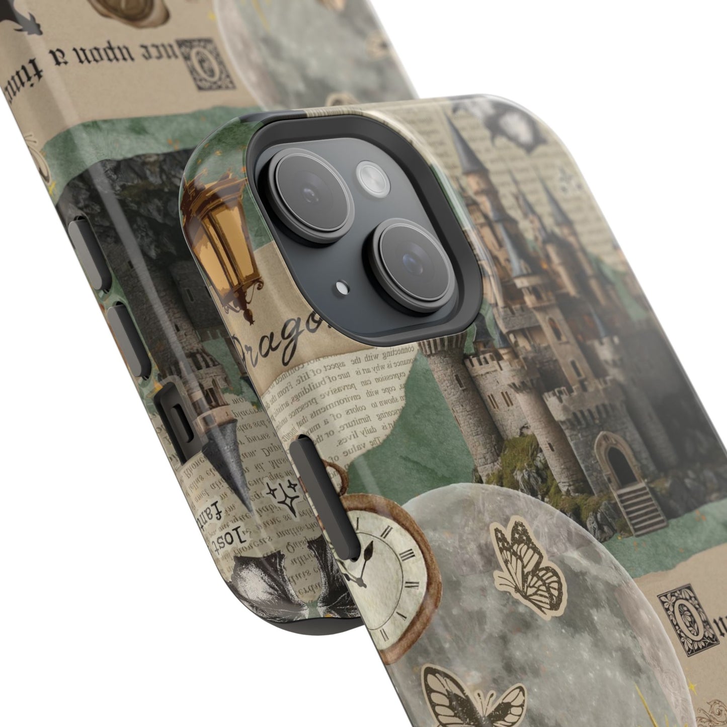 Magical Library Phone Case — Magnetic Impact-Resistant Cover with Castle & Books Collage
