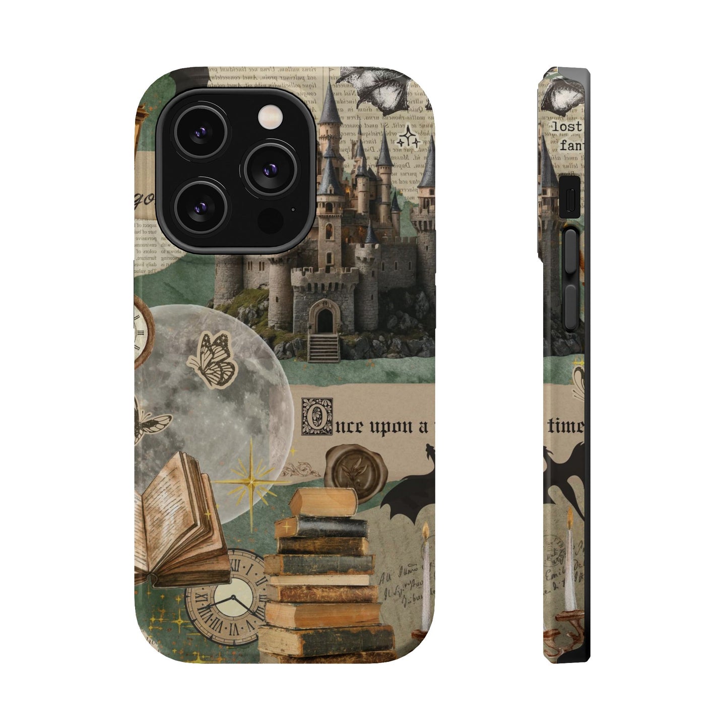 Magical Library Phone Case — Magnetic Impact-Resistant Cover with Castle & Books Collage