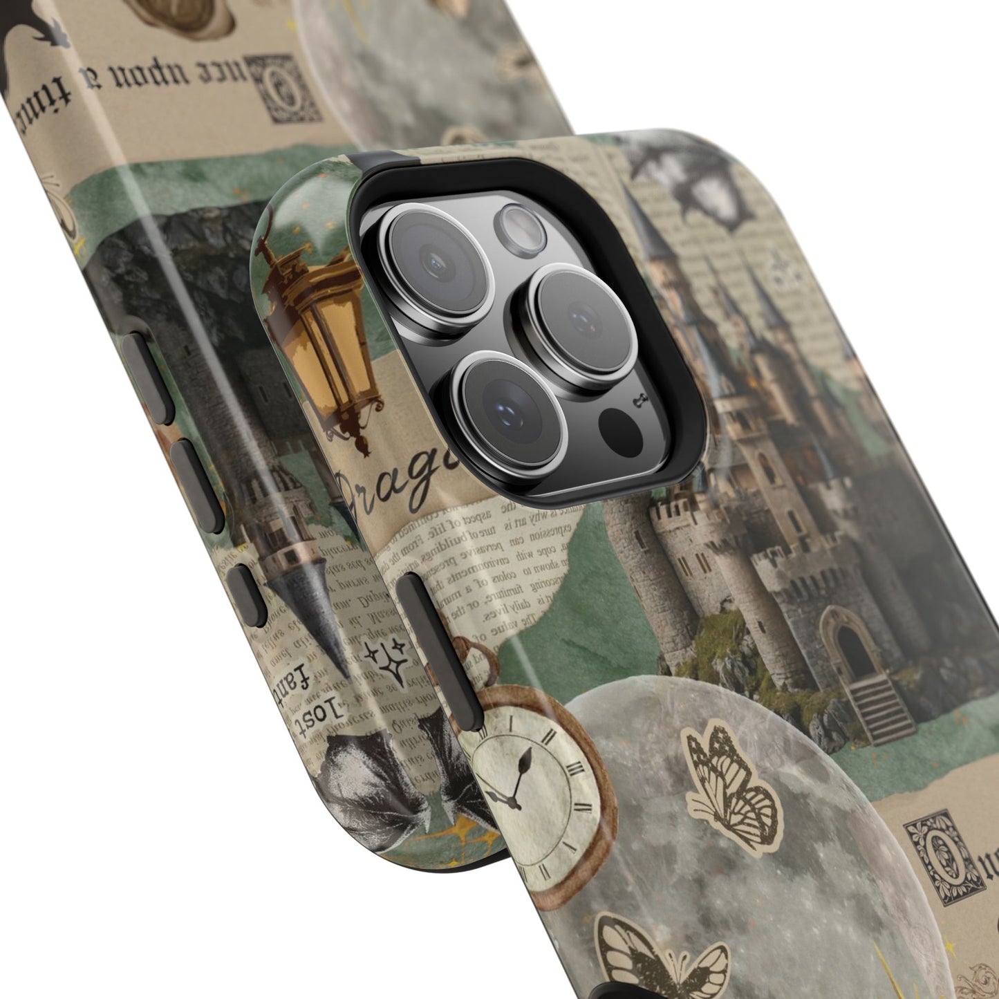 Magical Library Phone Case — Magnetic Impact-Resistant Cover with Castle & Books Collage