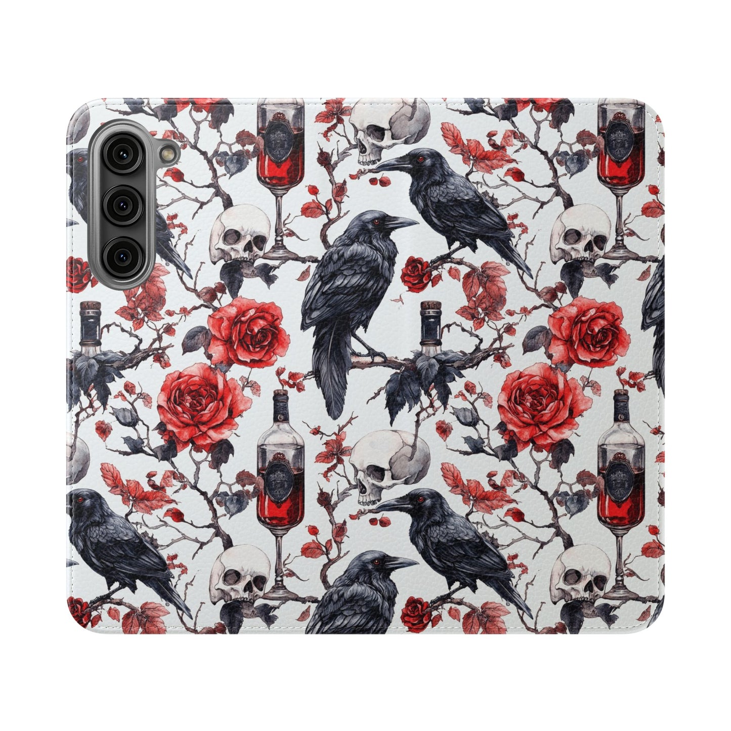 Gothic Raven & Rose Flip Phone Case