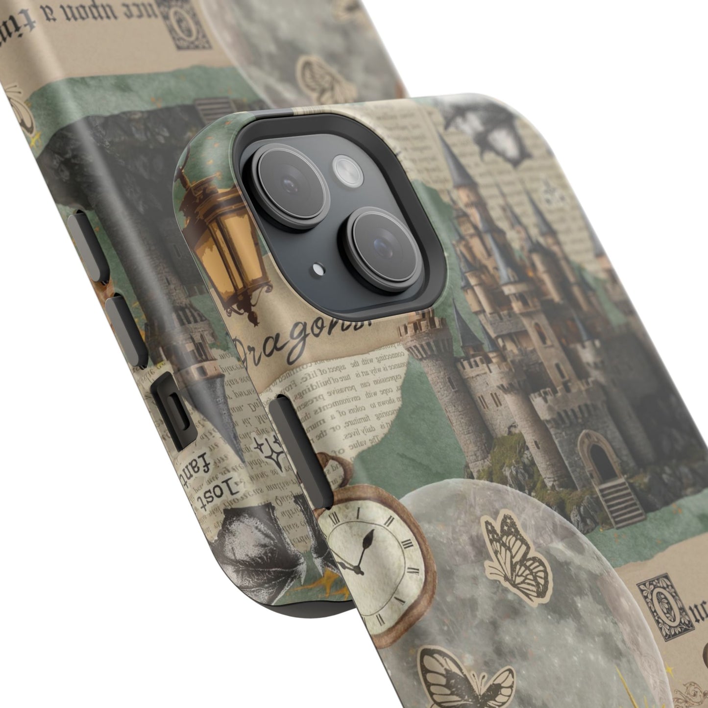 Magical Library Phone Case — Magnetic Impact-Resistant Cover with Castle & Books Collage