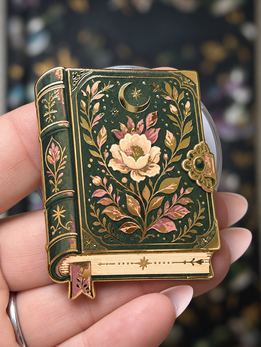 Wholesale Green Book Enamel Phone Grip – Botanical Bookish Magnetic Grip | Kindle & E-Reader Accessory