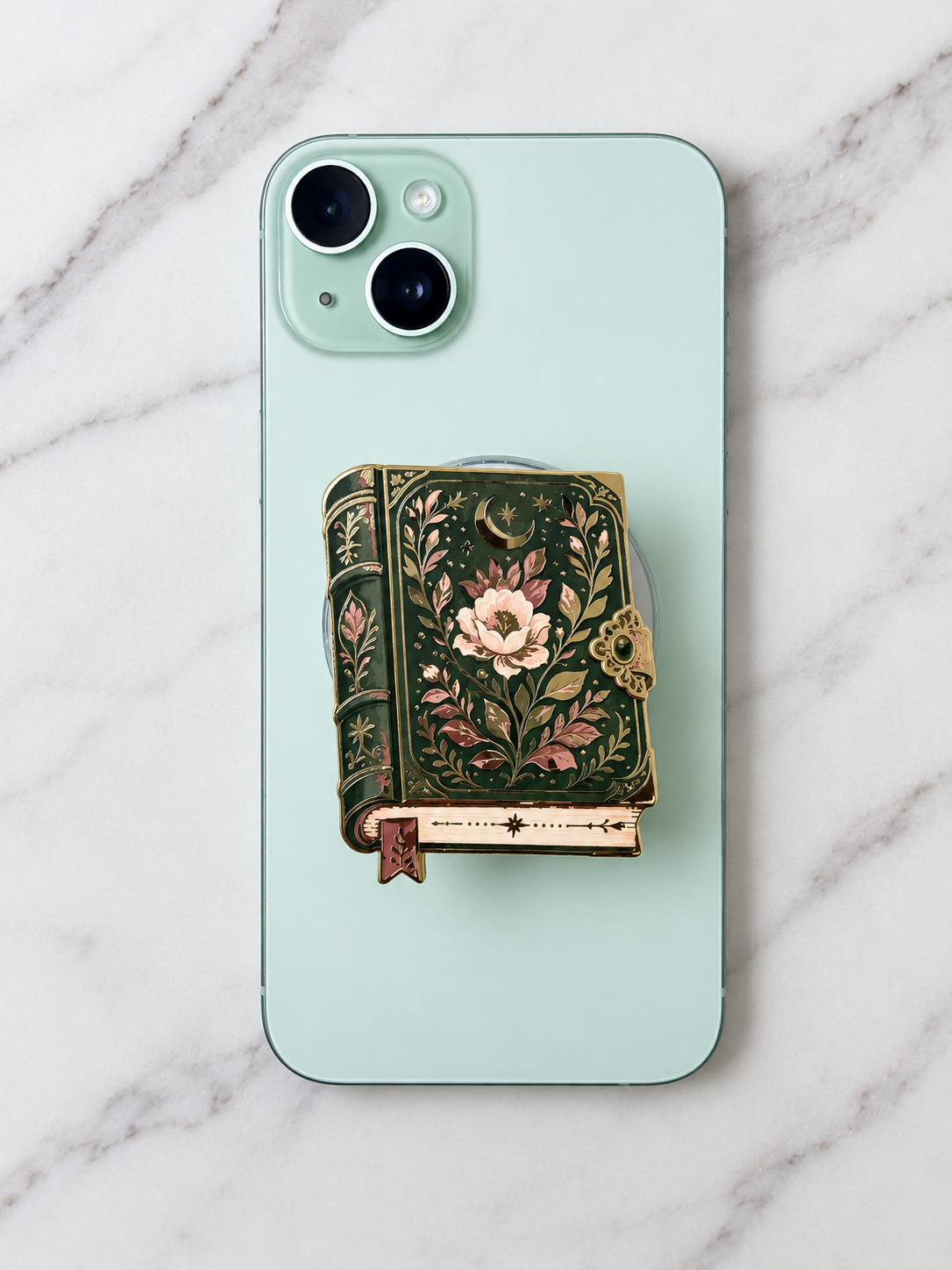 Wholesale Green Book Enamel Phone Grip – Botanical Bookish Magnetic Grip | Kindle & E-Reader Accessory